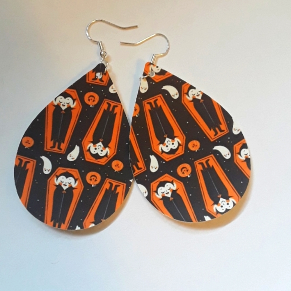 halloween pattern teardrop earrings